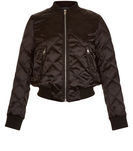 Girls Black Quilted Bomber Jacket | New Look