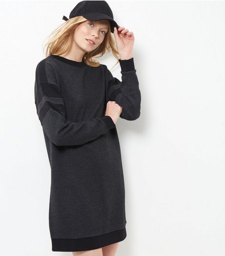 Dark Grey Colour Block Sweater Dress | New Look
