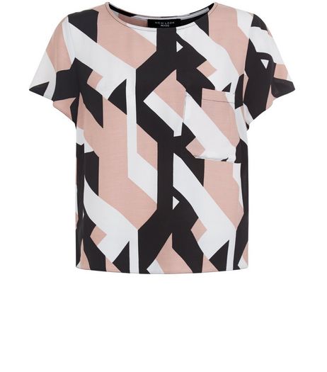 Petite Pink Colour Block T-Shirt | New Look