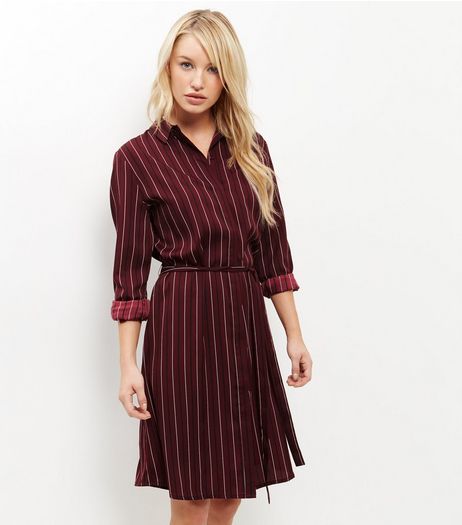 Tall Red Stripe Belted Shirt Dress | New Look
