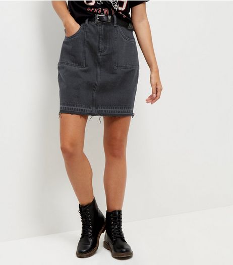 Anita and Green Black Fray Hem Denim Skirt | New Look