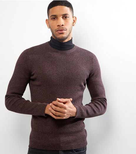 Dark Purple Cotton Ribbed Jumper | New Look