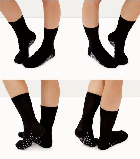 4 Pack Black Stripe Spot Heart Print Socks | New Look