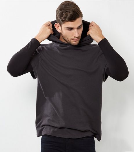 Black Cotton Short Sleeve Hoodie | New Look