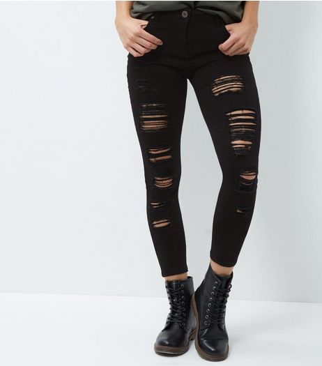 Parisian Black Extreme Ripped Skinny Jeans | New Look