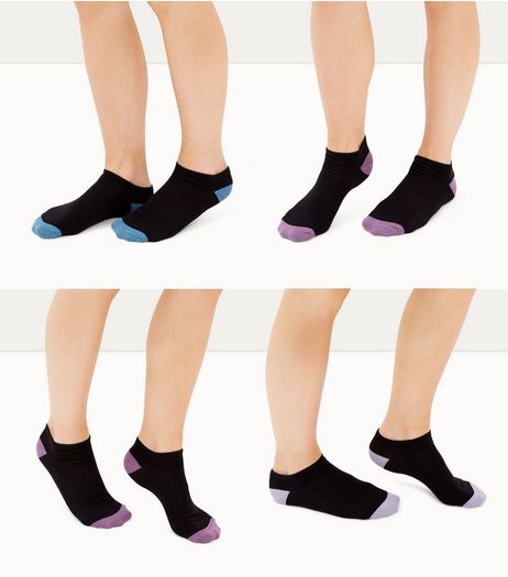 4 Pack Black Contrast Trim Trainer Socks | New Look