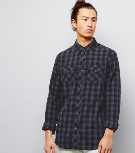 Black Cotton Check Long Sleeve Shirt | New Look