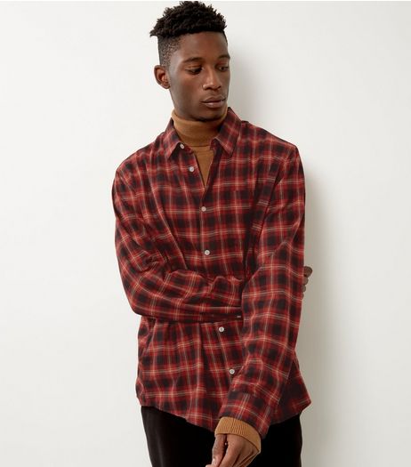 Red Brushed Check Single Pocket Long Sleeve Shirt | New Look