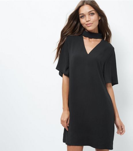 Black Choker Wide Sleeve Dress | New Look