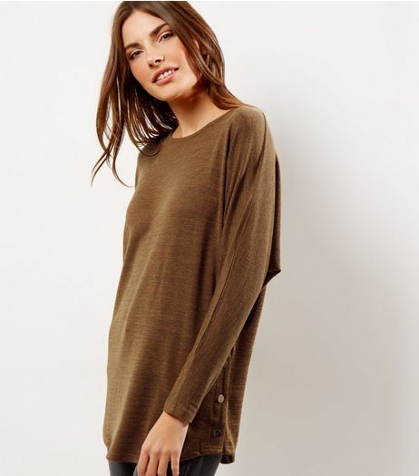 Mustard Yellow Batwing Sleeve Stud Side Top | New Look