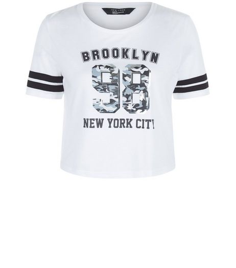 Teens White 98 Camo Print T-Shirt | New Look