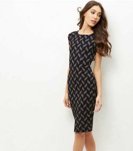 AX Paris Navy Abstract Print Bodycon Dress | New Look