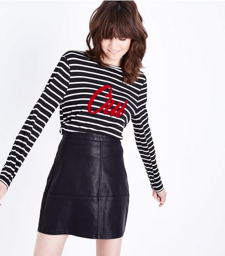 Black Leather-Look Mini Skirt | New Look
