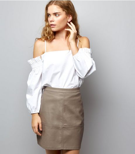 Mink Leather-Look Mini Skirt | New Look
