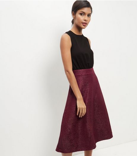 AX Paris Burgundy 2 in 1 Skater Dress | New Look