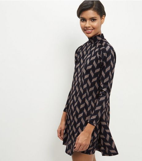 AX Paris Navy Abstract Print Swing Dress | New Look