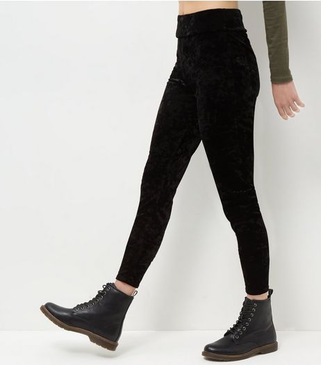 Black Crushed Velvet Leggings | New Look