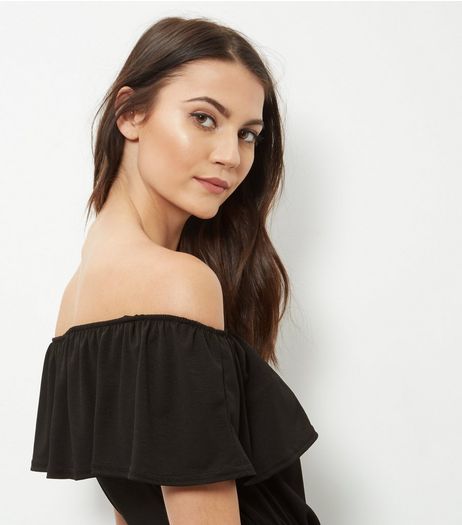 Black Layered Bardot Neck Top | New Look