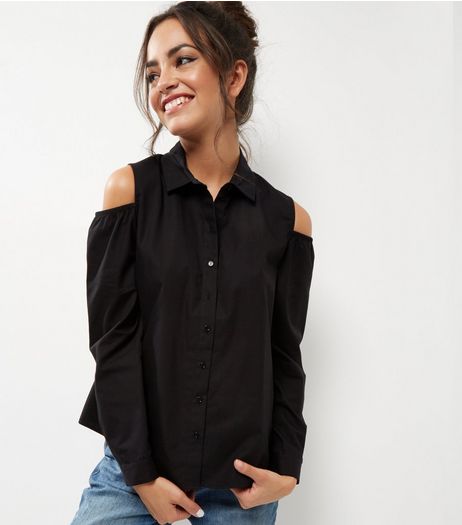 Black Cold Shoulder Shirt | New Look