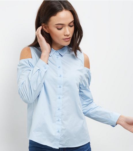 Pale Blue Cold Shoulder Shirt | New Look