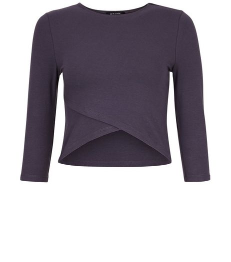 Teens Grey Cross Front Half Sleeve Top | New Look