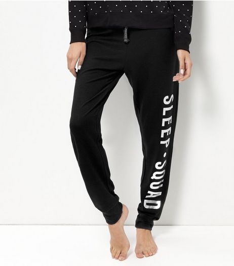 Black Twosie Sleep Squad Print Joggers | New Look