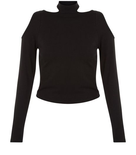Teens Black Cold Shoulder Choker Neck Top | New Look