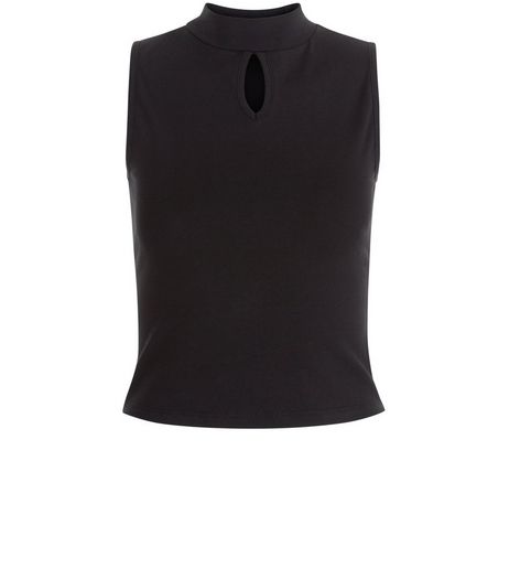 Teens Black Funnel Neck Keyhole Top | New Look
