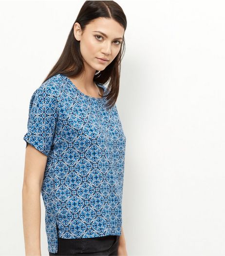 Apricot Blue Tile Print Top | New Look