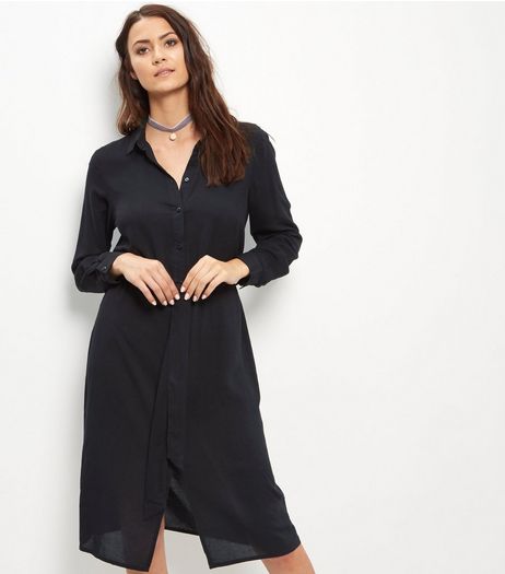 Black Belted Shirt Dress | New Look