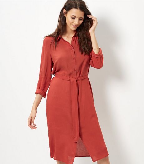 Brown Belted Shirt Dress | New Look