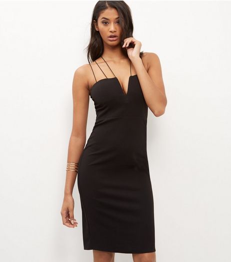 Cameo Rose Black Strappy Midi Dress | New Look