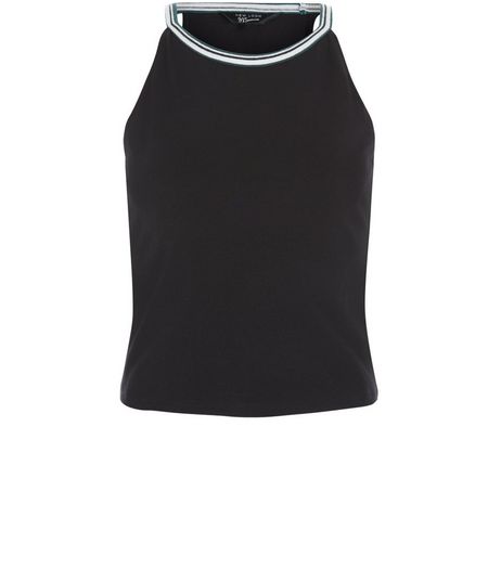 Teens Black Contrast Neck Cami | New Look
