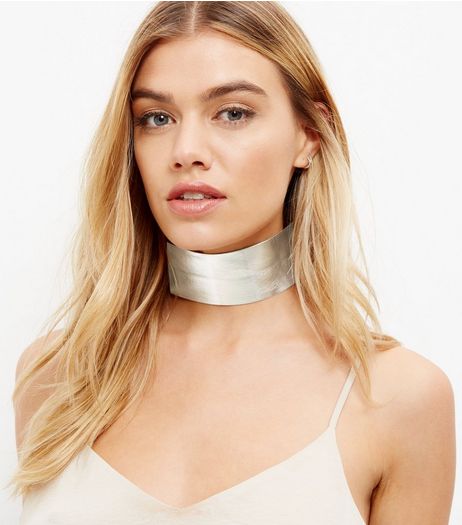 Gold Leather-Look Wide Choker | New Look