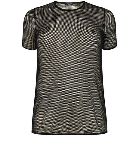 Curves Black Mesh T-Shirt | New Look