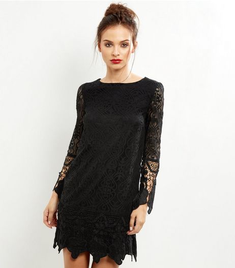 Mela Black Lace Long Sleeve Dress | New Look