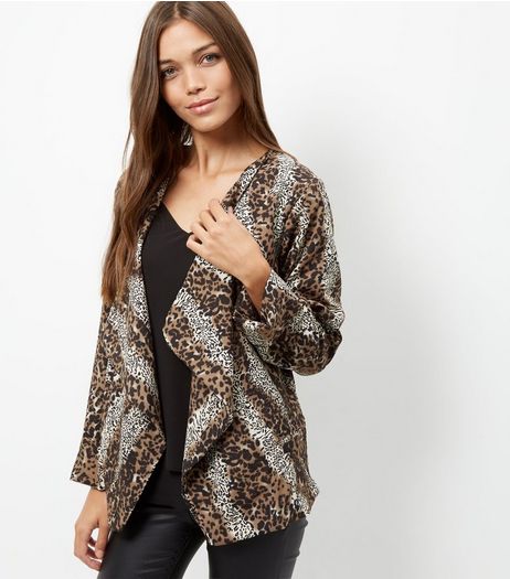 Mela Brown Animal Print Waterfall Jacket | New Look