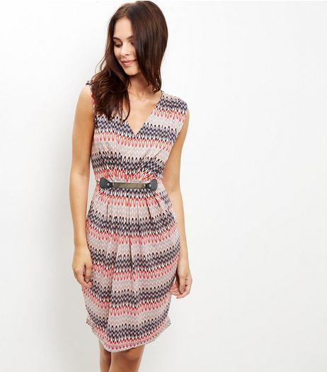 Mela Pink Aztec Print Belted Dress | New Look