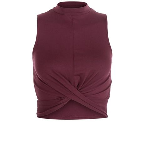 Teens Burgundy Funnel Neck Twist Front Top | New Look