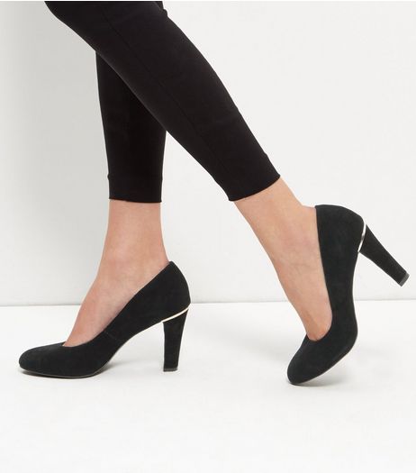 Black Leather Court Shoes | New Look