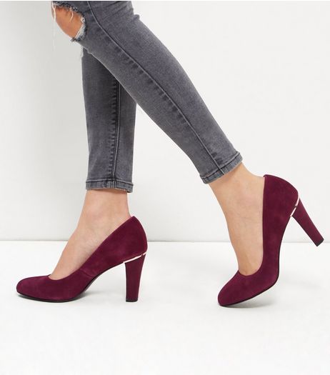 Dark Red Leather Court Shoes | New Look