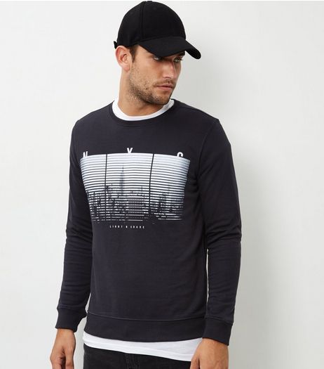 Black New York City Print Sweater | New Look