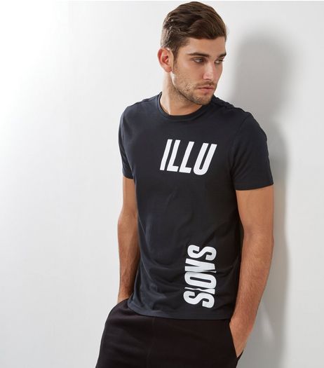 Black Illusion Placement Print T-Shirt | New Look