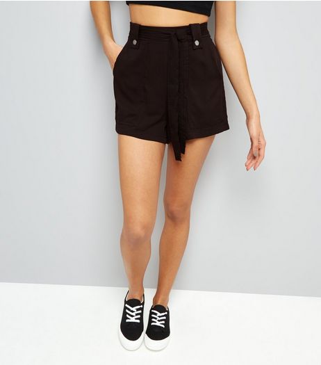 Black Tie Front Shorts | New Look