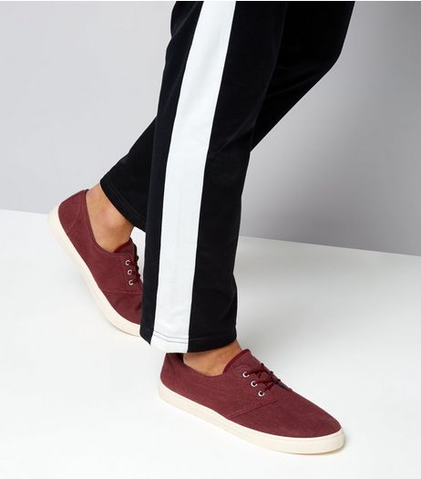 Burgundy Canvas Plimsolls | New Look