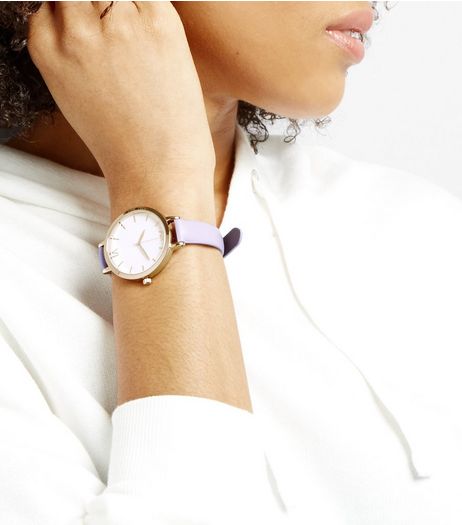 Lilac Metallic Face Watch | New Look