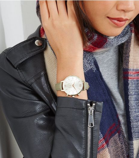 Grey Leather-Look Strap Watch | New Look