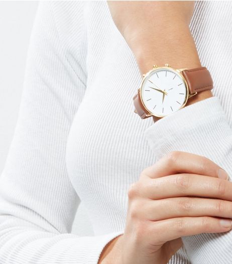Brown Leather Oversized Watch | New Look