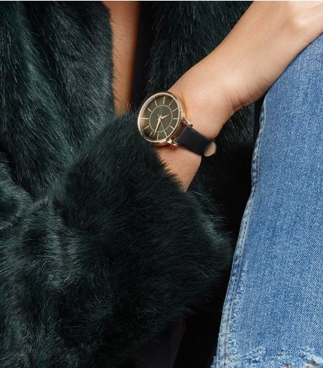 Black Diamanté Dial Watch | New Look