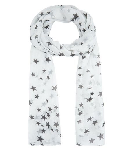 White Star Print Longline Scarf | New Look